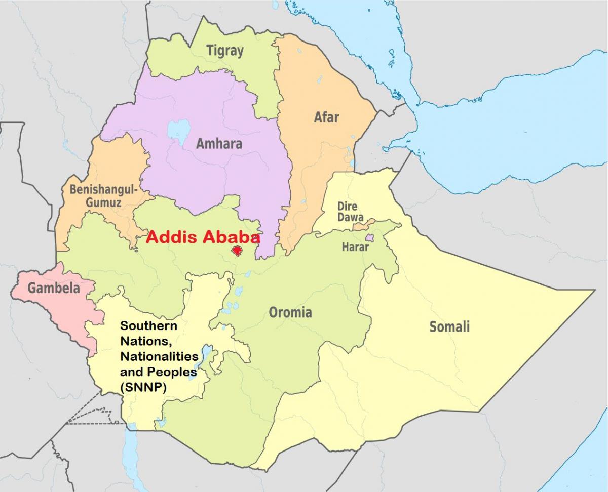 Addis ababa, Etiopija na karti svijeta 