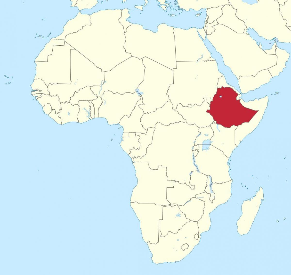 karta Afrike, pokazujući Etiopiji