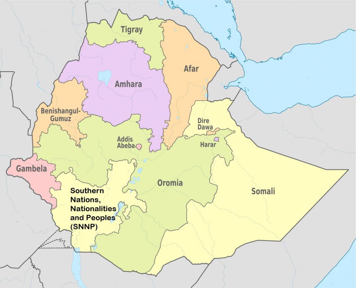 Regionalnih država Etiopija karti