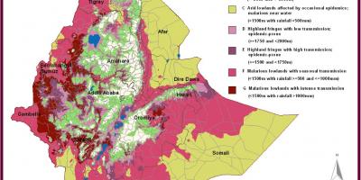 Karta Etiopiji malarije