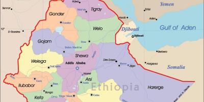 Etiopija kartica s gradovima